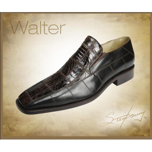 Steve Harvey Collection "Walter" Dark Brown Crocodile Shoes